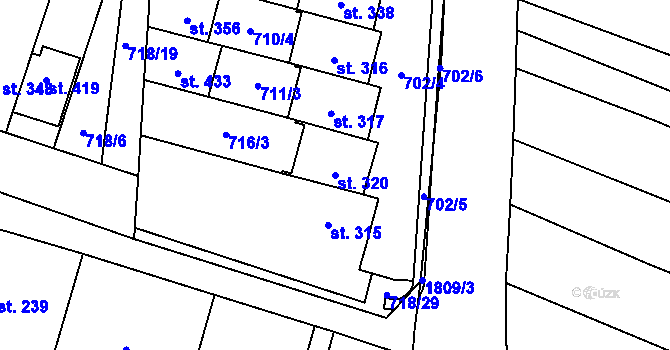 Parcela st. 320 v KÚ Bohutice, Katastrální mapa