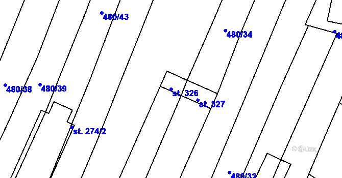 Parcela st. 326 v KÚ Bohutice, Katastrální mapa