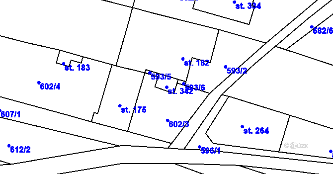 Parcela st. 342 v KÚ Bohutice, Katastrální mapa