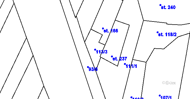 Parcela st. 113/3 v KÚ Bohutice, Katastrální mapa
