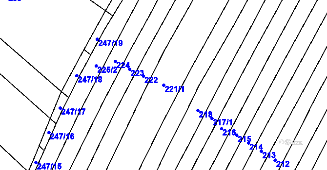 Parcela st. 221/1 v KÚ Bohutice, Katastrální mapa
