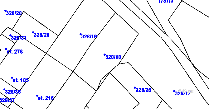 Parcela st. 328/18 v KÚ Bohutice, Katastrální mapa