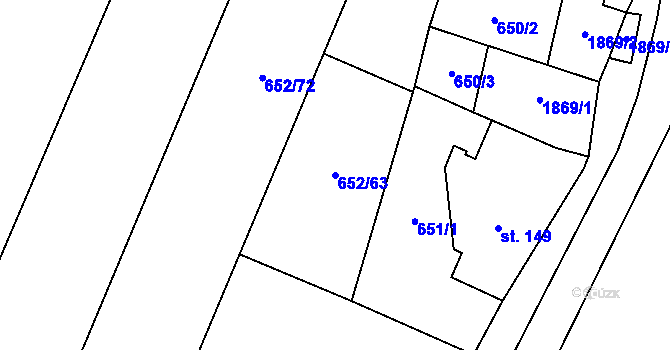 Parcela st. 652/63 v KÚ Bohutice, Katastrální mapa
