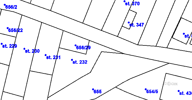 Parcela st. 656/21 v KÚ Bohutice, Katastrální mapa