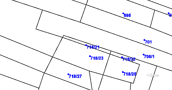 Parcela st. 718/21 v KÚ Bohutice, Katastrální mapa