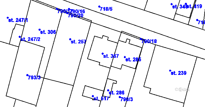 Parcela st. 367 v KÚ Bohutice, Katastrální mapa