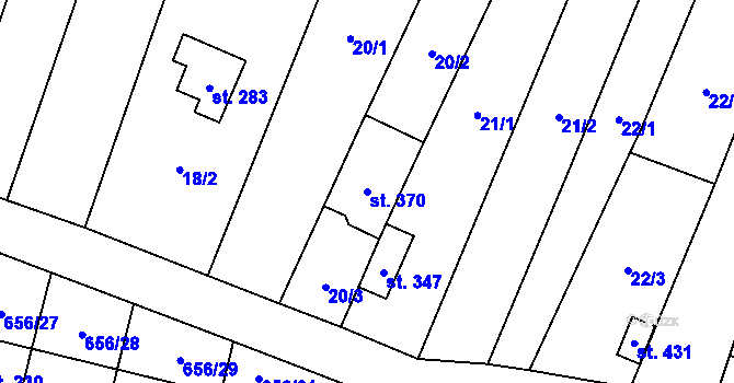 Parcela st. 370 v KÚ Bohutice, Katastrální mapa