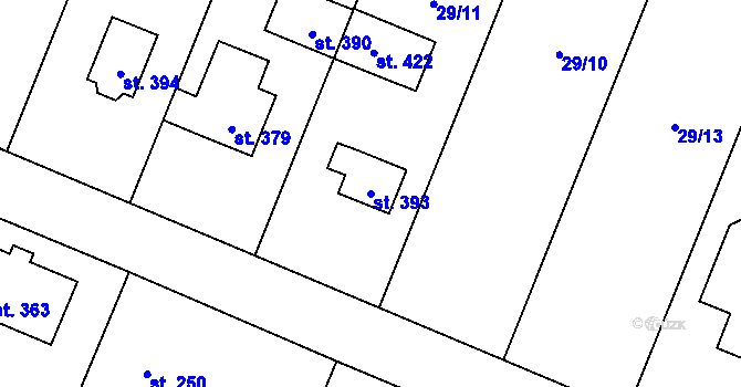 Parcela st. 393 v KÚ Bohutice, Katastrální mapa