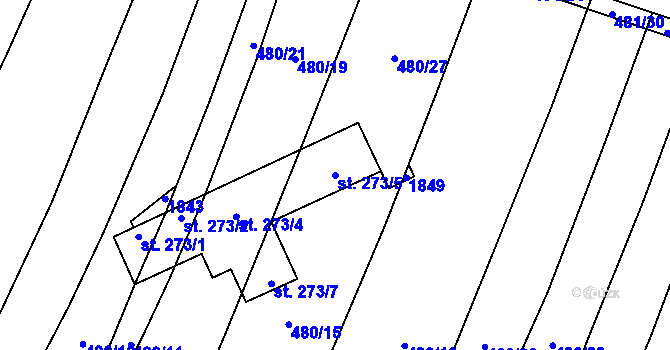 Parcela st. 273/5 v KÚ Bohutice, Katastrální mapa