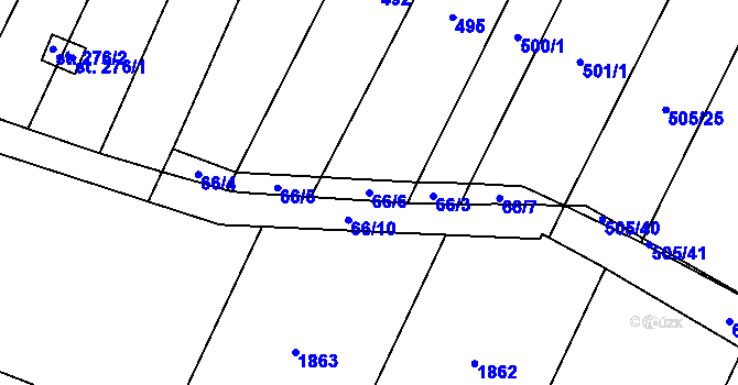 Parcela st. 66/6 v KÚ Bohutice, Katastrální mapa