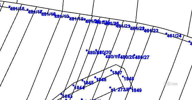 Parcela st. 480/20 v KÚ Bohutice, Katastrální mapa