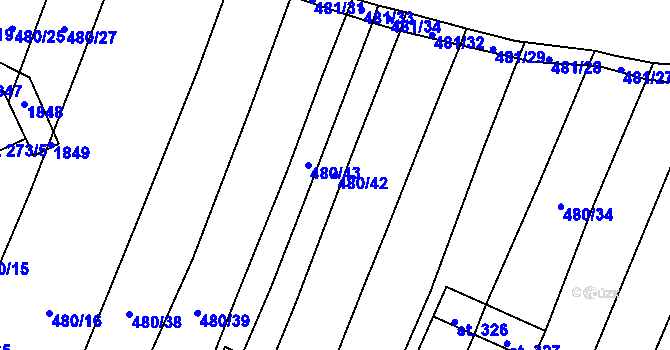 Parcela st. 480/42 v KÚ Bohutice, Katastrální mapa