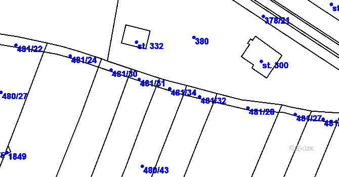 Parcela st. 481/34 v KÚ Bohutice, Katastrální mapa