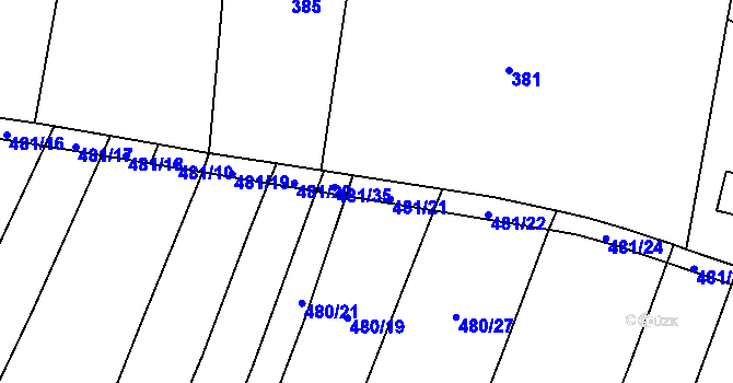 Parcela st. 481/36 v KÚ Bohutice, Katastrální mapa