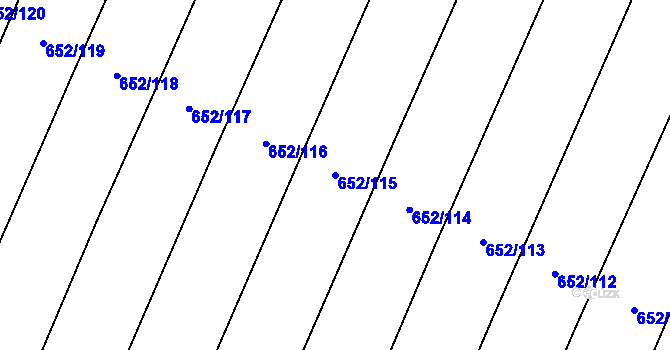 Parcela st. 652/115 v KÚ Bohutice, Katastrální mapa
