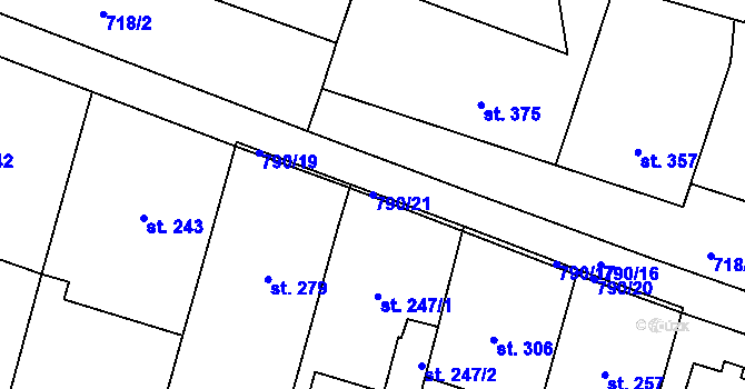 Parcela st. 790/21 v KÚ Bohutice, Katastrální mapa