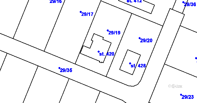 Parcela st. 420 v KÚ Bohutice, Katastrální mapa