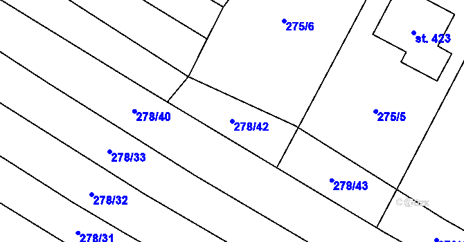 Parcela st. 278/42 v KÚ Bohutice, Katastrální mapa