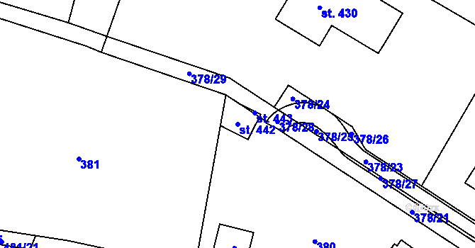 Parcela st. 442 v KÚ Bohutice, Katastrální mapa
