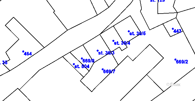 Parcela st. 36/3 v KÚ Bohutín, Katastrální mapa