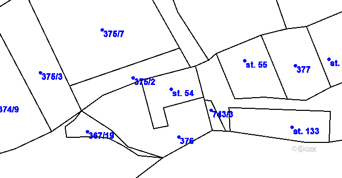 Parcela st. 54 v KÚ Bohutín, Katastrální mapa