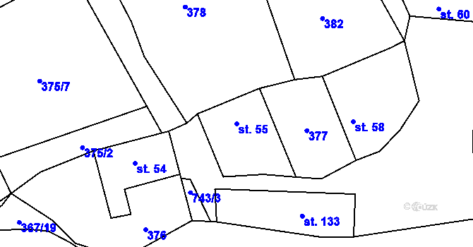 Parcela st. 55 v KÚ Bohutín, Katastrální mapa