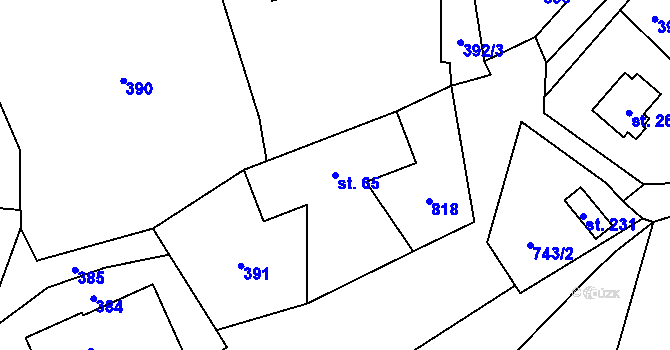 Parcela st. 65 v KÚ Bohutín, Katastrální mapa