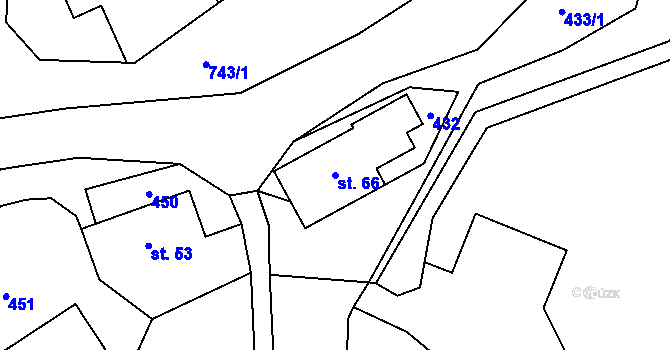 Parcela st. 66 v KÚ Bohutín, Katastrální mapa