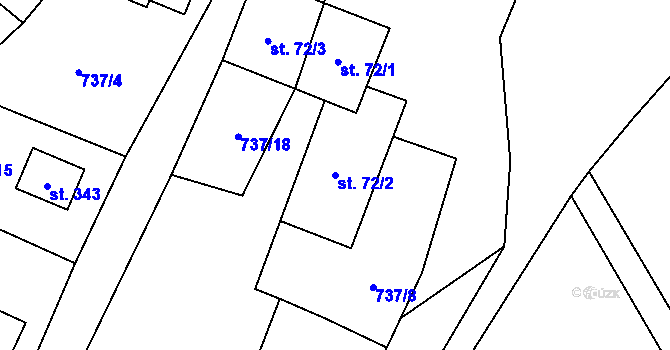 Parcela st. 72/2 v KÚ Bohutín, Katastrální mapa
