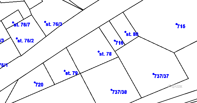 Parcela st. 78 v KÚ Bohutín, Katastrální mapa