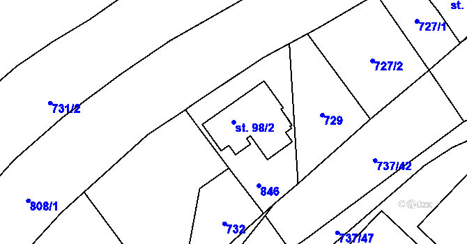 Parcela st. 98/2 v KÚ Bohutín, Katastrální mapa