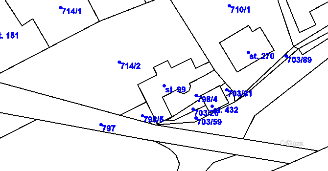 Parcela st. 99 v KÚ Bohutín, Katastrální mapa