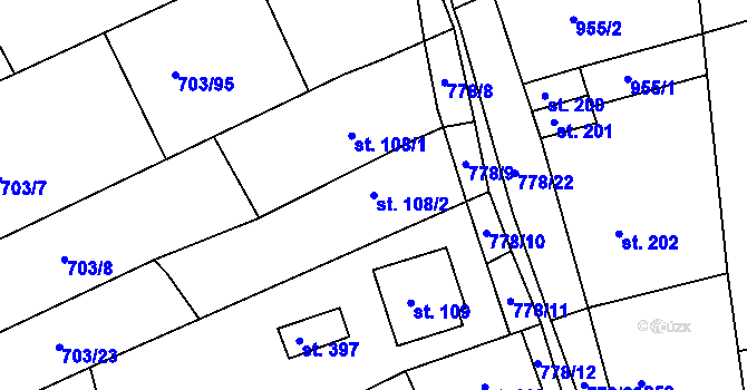 Parcela st. 108/2 v KÚ Bohutín, Katastrální mapa