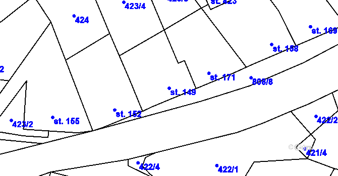 Parcela st. 149 v KÚ Bohutín, Katastrální mapa