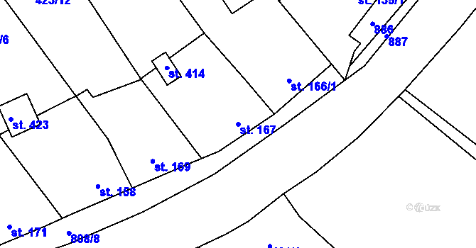 Parcela st. 167 v KÚ Bohutín, Katastrální mapa