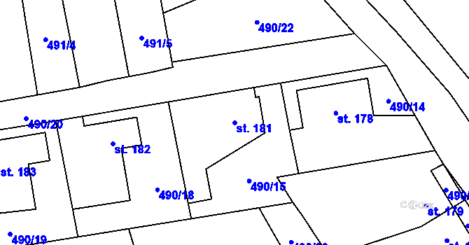 Parcela st. 181 v KÚ Bohutín, Katastrální mapa