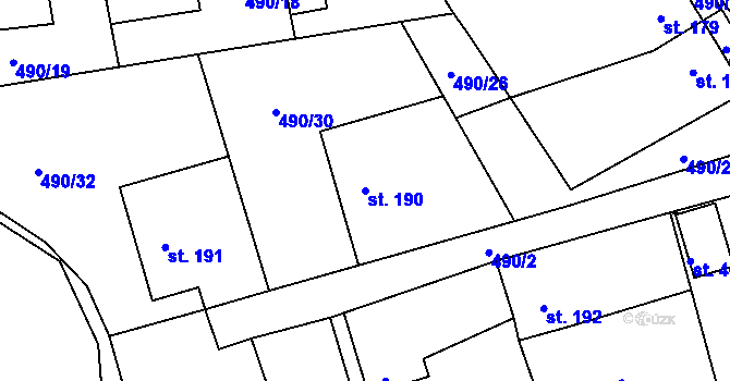 Parcela st. 190 v KÚ Bohutín, Katastrální mapa