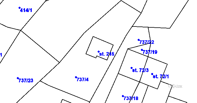 Parcela st. 215 v KÚ Bohutín, Katastrální mapa