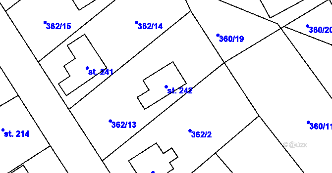 Parcela st. 242 v KÚ Bohutín, Katastrální mapa