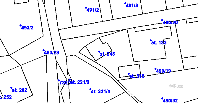 Parcela st. 245 v KÚ Bohutín, Katastrální mapa