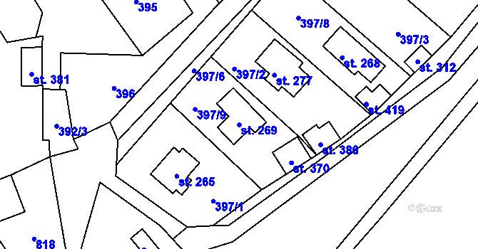 Parcela st. 269 v KÚ Bohutín, Katastrální mapa