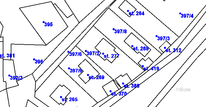 Parcela st. 277 v KÚ Bohutín, Katastrální mapa