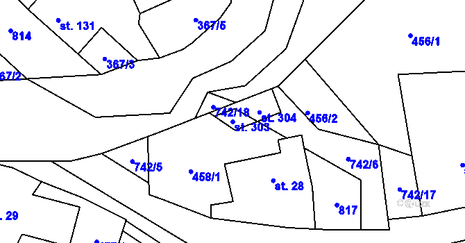 Parcela st. 303 v KÚ Bohutín, Katastrální mapa