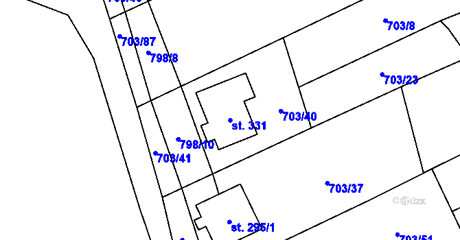 Parcela st. 331 v KÚ Bohutín, Katastrální mapa
