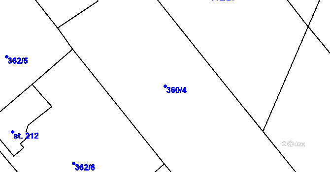 Parcela st. 360/4 v KÚ Bohutín, Katastrální mapa