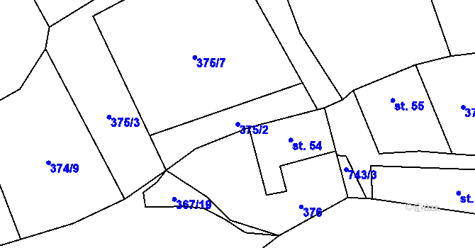 Parcela st. 375/2 v KÚ Bohutín, Katastrální mapa