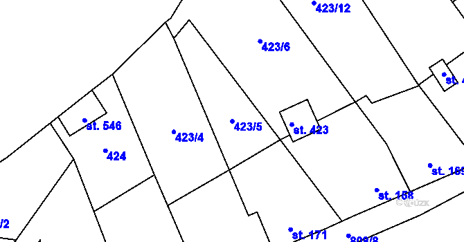 Parcela st. 423/5 v KÚ Bohutín, Katastrální mapa