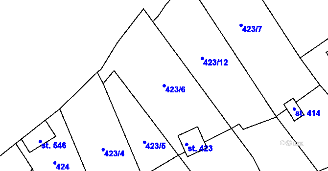 Parcela st. 423/6 v KÚ Bohutín, Katastrální mapa