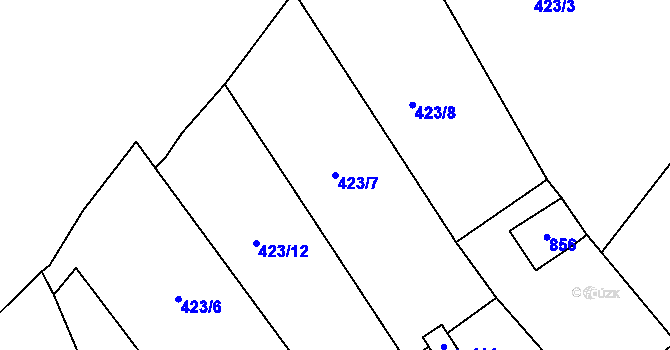Parcela st. 423/7 v KÚ Bohutín, Katastrální mapa