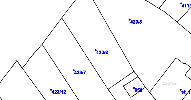 Parcela st. 423/8 v KÚ Bohutín, Katastrální mapa